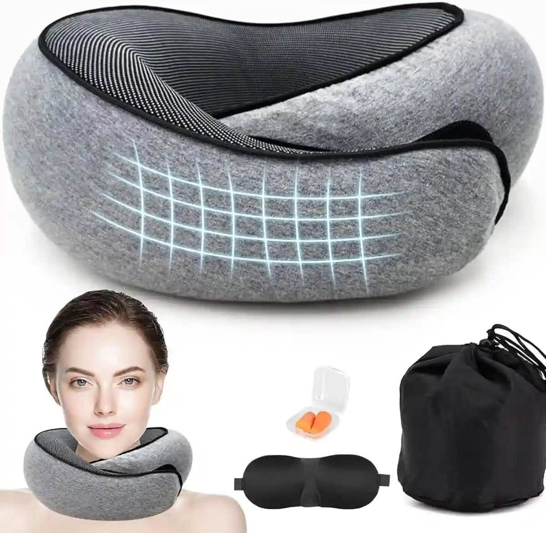 Almohada Viajera FlyHugz® 🎁 Gratis Antifaz y Tapaoidos