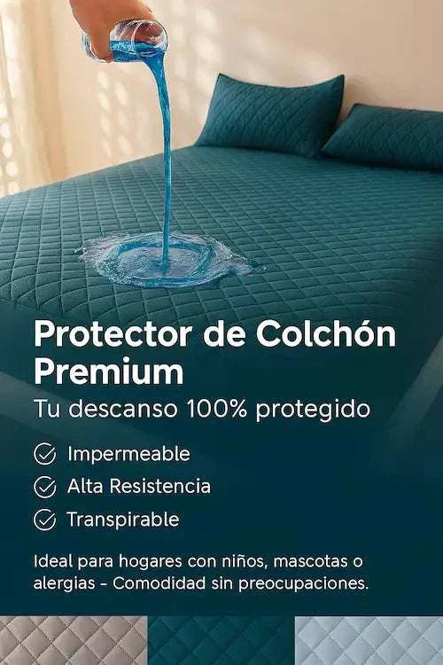 Protector de colchón impermeable, alta resistencia y transpirable, ideal para hogares con niños, mascotas o alergias.