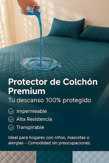 Protector de colchón impermeable, alta resistencia y transpirable, ideal para hogares con niños, mascotas o alergias.